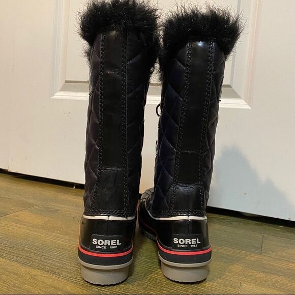 Sorel Tolfino Black Quilted Pink Faux Fur Waterproof Snow Winter Tall Boot 6 - Picture 4 of 14